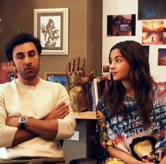 Alia Bhatt blushing  when Ranbir Kapoor says "It was Love at first sight "