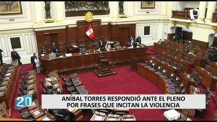 El premier Aníbal Torres acudió al Pleno del Congreso y aseguró que no invocó a la violencia