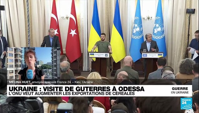 Céréales ukrainiennes : António Guterres en visite dans le port ukrainien d'Odessa
