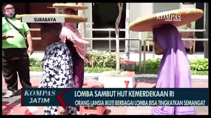 Keceriaan Lansia Ikuti Berbagai Lomba Meriahkan HUT RI Ke 77 di Surabaya
