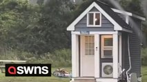 Hilarious moment dad accidentally booked 114-square foot tiny home for his family of four