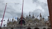 Maltempo a Venezia, un drone ispeziona il campanile di San Marco