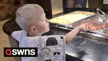 Meet the little boy who doesn't care for teddy bears or toys but has become attached to his mum's OVEN GLOVES