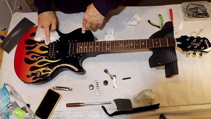 Fire Guitar. Cleaning, setup and a bit of chat.