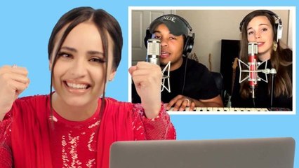 Sofia Carson Watches Fan Covers on YouTube