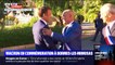 Emmanuel Macron arrive à la mairie de Bormes-les-Mimosas où il doit prononcer un discours