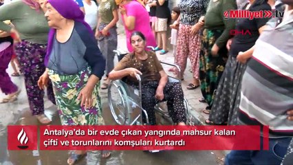Yürekler ağza geldi! Mahsur kalan çifti ve torunlarını komşuları kurtardı