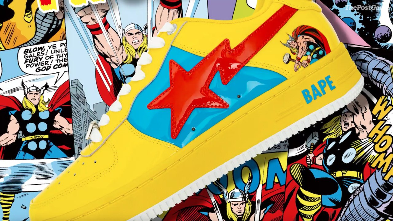 Superhero Sneakers A Bathing Ape Collaborates With Marvel Again Video Dailymotion