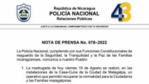 Policía Nacional informa sobre operativo para resguardar el orden en Matagalpa