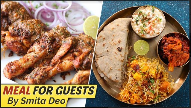 Meal For Guests | Non Veg Thali Recipes | Chicken Starter | Mini Thali By Smita Deo | Get Curried