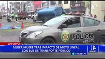 Los Olivos: mujer que viajaba en moto muere tras impactar contra bus de transporte público