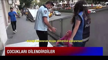 Taksim’de çocukları kullanarak dilenen kadınlar yakalandı! O anlar kamerada