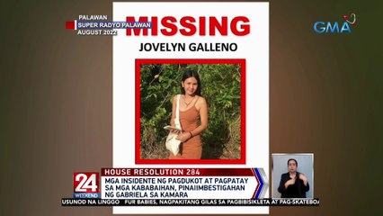 Télécharger la video: Mga insidente ng pagdukot at pagpatay sa mga kababaihan, pinaiimbestigahan ng Gabriela sa Kamara | 24 Oras Weekend