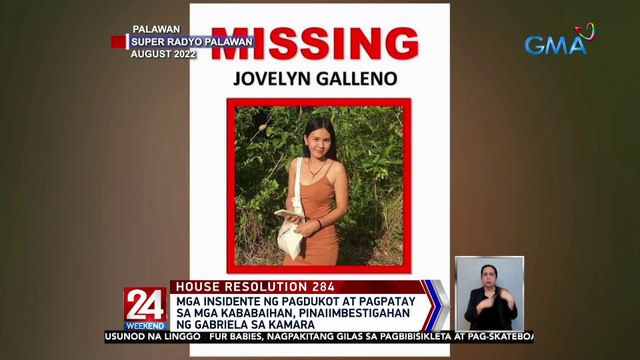 Mga insidente ng pagdukot at pagpatay sa mga kababaihan, pinaiimbestigahan ng Gabriela sa Kamara | 24 Oras Weekend