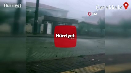 Çan'da fırtına ve yağış etkili oldu