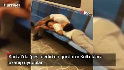 'Pes' dedirten görüntü: Marmaray’da koltuklara uzanıp uyudular