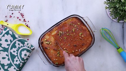 طريقة بسبوسة الفستق المحشية