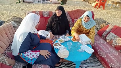 اكل السمك علي البحر مختلف مع حماتي وبنتها❤️