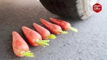 Crushing Crunchy & Soft Things by Car Compilation : carrot, roasted corn, eggplant and more