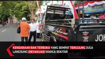 Kecelakaan Tunggal Mobil Bak Terbuka Angkut Pesepeda Terguling di Lereng Gunung Ijen