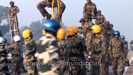 Indian jawaans rehearsing bike stunts for Republic Day in Delhi