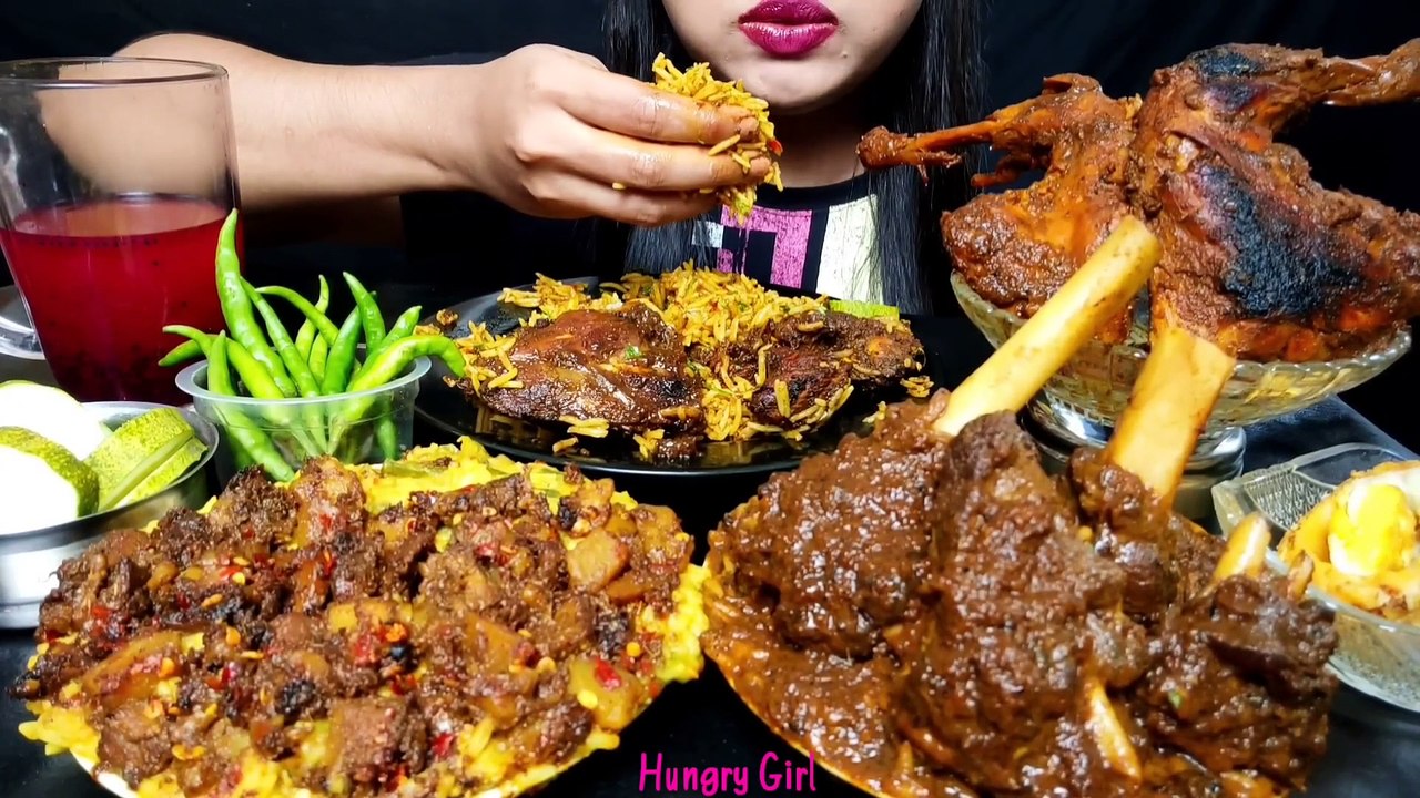 ASMR-EATING SPICY MUTTON PAYA,CHICKEN CHAAP &TANDOORI,PANTOWA,TRIPE VAJI,PULAO,KHICHDI#hungrygirl