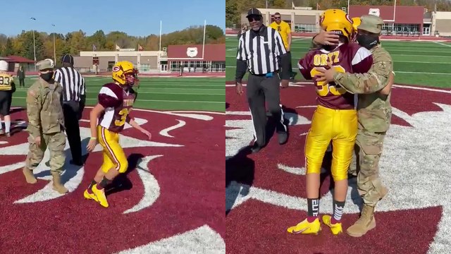 '*An UNFORGETTABLE Reunion!* Military brother surprises younger bro ahead of his football game '