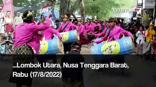 Seru Banget, Turis Mancanegara Ikut Pawai HUT RI ke-77 di Gili Trawangan