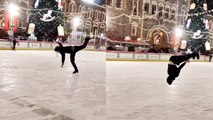'Man performs insane double backflip while skating on an ice-covered street in Moscow '