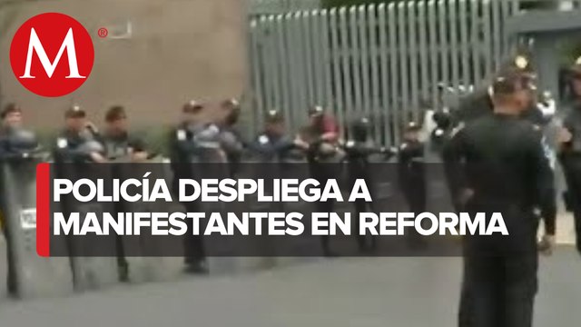 Policías resguardan Paseo de la Reforma para evitar bloqueo de manifestantes