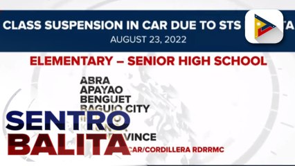 Klase mula elementary hanggang high school sa Cordillera, suspendido