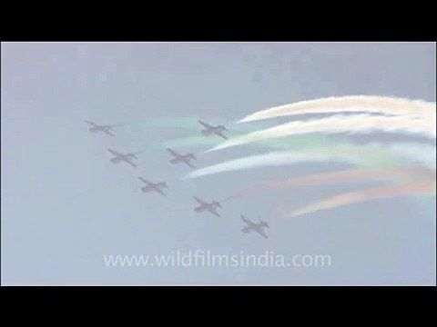 Indian tri-colour displayed on Air Force Day, India