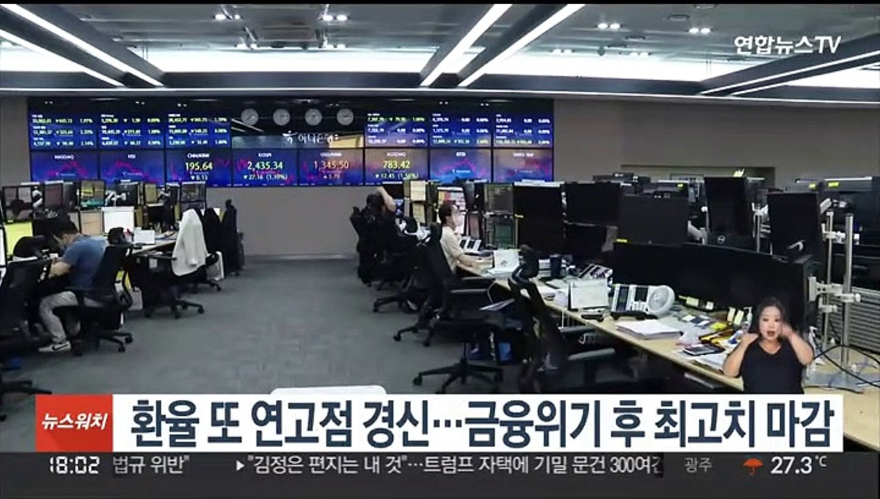 환율 또 연고점 경신…금융위기 후 최고치 마감