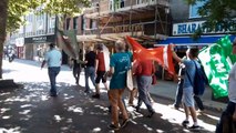 Union members against ticket office closures march through streets
