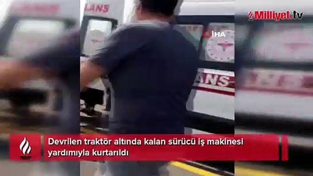 Devrilen traktörünün altında kalıp, ağır yaralandı