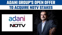 Adani Group to indirectly acquire 29.2% stake in NDTV, launches open offer | Oneindia news *Breaking