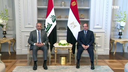 الرئيس السيسى يودع رئيس وزراء العراق بمطار العلمين