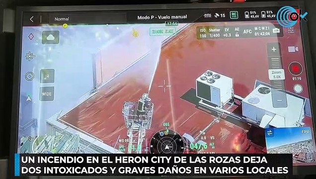 Un incendio en el Heron City de Las Rozas deja dos intoxicados y graves daños en varios locales