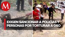 Denuncian a policías y pobladores de Coahuila, por maltrato a oso negro