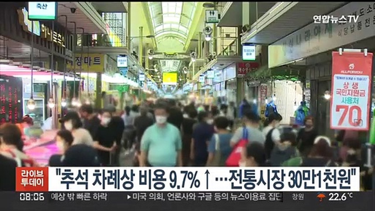 "추석 차례상 비용 9.7%↑…전통시장 30만1천원"