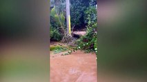 Fuertes lluvias e inundaciones afectan a Manabao, en Jarabacoa