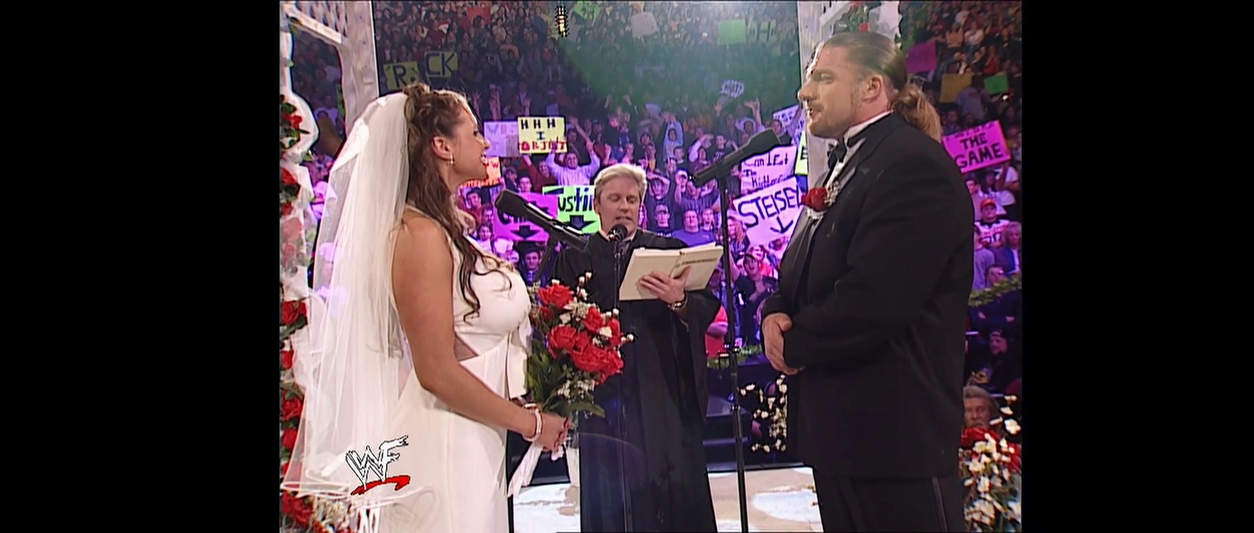 Triple H and Stephanie Mcmahon backstage wedding segments, image size:2541x1080