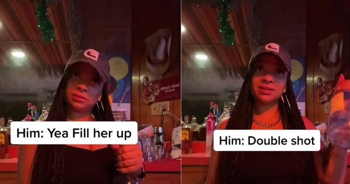 Cette barmaid remplace les verres de tequila par des verres d'eau lorsqu'elle voit qu'un homme est lourd avec une femme