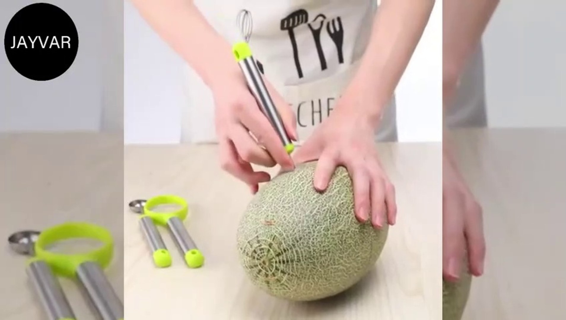 Melon Baller Scoop,Stainless Steel Fruit Decoration Carving Knife,Melon  Watermelon Cantaloupe Ice Cream Sorbet Dessert Dual Function Ball Spoon for  Kitchen Tools (Silver) 