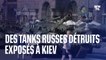 Des chars russes détruits exposés à Kiev en plein jour de l'indépendance en Ukraine