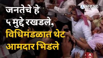Maharashtra Assembly | जनतेचे प्रश्न मार्गी लावण्याऐवजी आमदार मात्र धक्काबुक्की करतायेत |Sakal Media