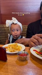 Adorable kid gets totally pampered by her daddy