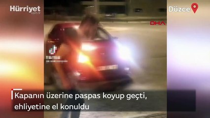 Kapanın üzerine paspas koyup geçti, ehliyetine el konuldu