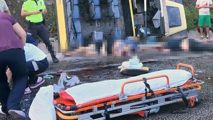 Marmaris'te safari aracının devrildiği kazadan gelen ilk görüntüler olayın şiddetini gözler önüne serdi