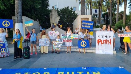 Muğla gündem haberleri: Bodrum'daki Ukraynalılardan Rusya protestosu